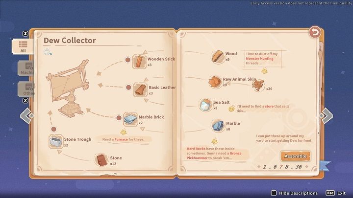 Dew Collector służy do samoczynnego zbierania Dew, czyli materiału niezbędnego do wytwarzania wody - My Time at Sandrock: Woda - jak zdobyć więcej? - My Time at Sandrock - poradnik do gry