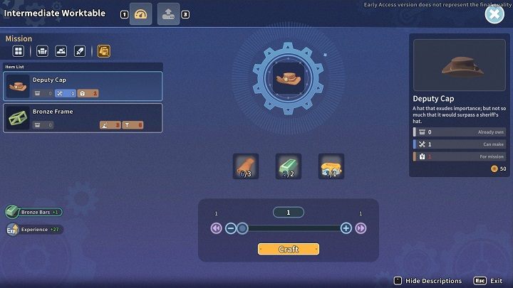 Deputy Cap stworzycie za pomocą Worktable - My Time at Sandrock: Whos the Deputy - solucja, opis przejścia - My Time at Sandrock - poradnik do gry