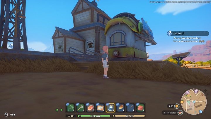 Trzeci list gończy umieśćcie na budynku stacji kolejowej Sandrock, kilka kroków na północ od waszego warsztatu - My Time at Sandrock: Wanted! - solucja, opis przejścia - My Time at Sandrock - poradnik do gry