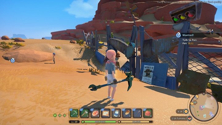 Ostatni plakat powieście na płocie Eufaula Salvage, pod niedziałającą sygnalizacją świetlną - My Time at Sandrock: Wanted! - solucja, opis przejścia - My Time at Sandrock - poradnik do gry