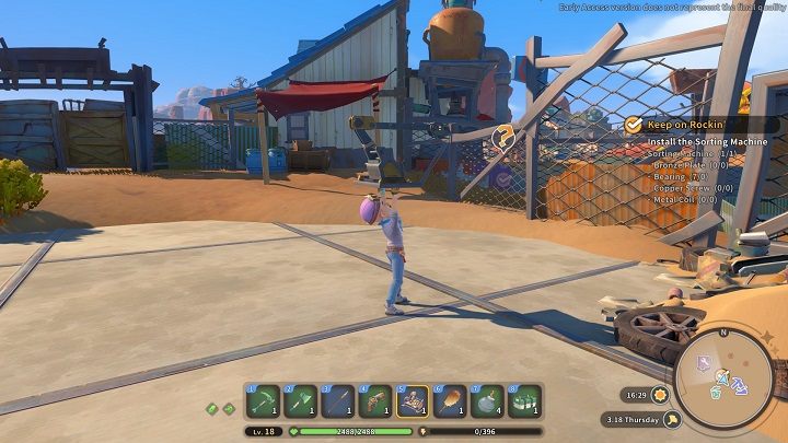 Udajcie się na złomowisko w Eufaula Salvage (tam gdzie przyjmowaliście misję) i wejdźcie na teren placówki - My Time at Sandrock: Keep on Rockin - solucja, opis przejścia - My Time at Sandrock - poradnik do gry