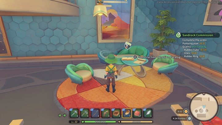 Aby skorzystać z modułu, musicie użyć specjalnego stołu w środku budynku i wejść w interakcję z Construction Junction Catalog - My Time at Sandrock: Construction Junction - My Time at Sandrock - poradnik do gry