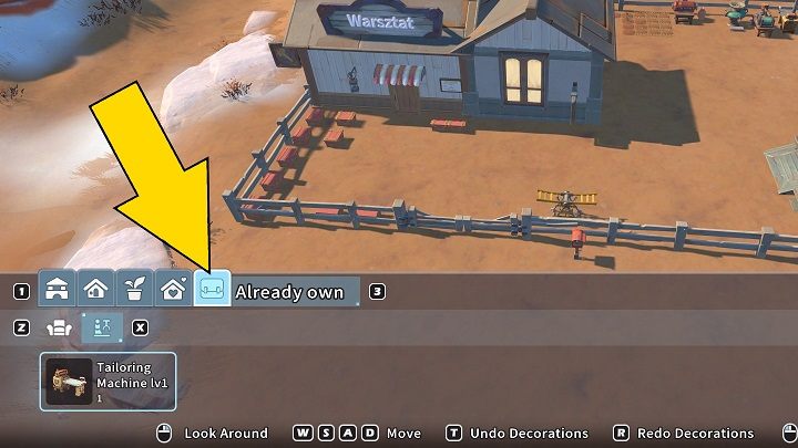 Aby ustawić maszyny, które macie w ekwipunku, przejdźcie do zakładki Already own, kliknijcie na urządzenie z listy i wybierzcie dla niego miejsce - My Time at Sandrock: Construction Junction - My Time at Sandrock - poradnik do gry