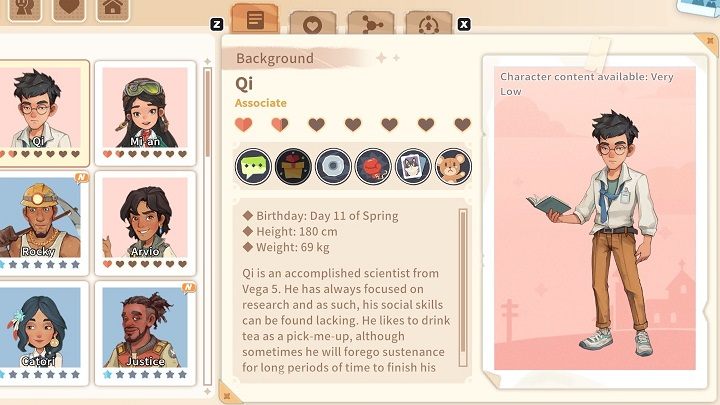 Qi poświęcił swoje życie nauce - My Time at Sandrock: Postacie i romanse - My Time at Sandrock - poradnik do gry