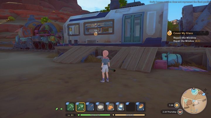 Gdy już wyprodukujecie Glass, skierujcie się niemal na sam początek pociągu, użyjcie materiałów i naprawcie szybę - My Time at Sandrock: Cover My Glass - solucja, opis przejścia - My Time at Sandrock - poradnik do gry