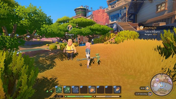 Na koniec wystarczy porozmawiać z Burgessem, który wyrazi wdzięczność za pomoc - My Time at Sandrock: Pitching In - solucja, opis przejścia - My Time at Sandrock - poradnik do gry