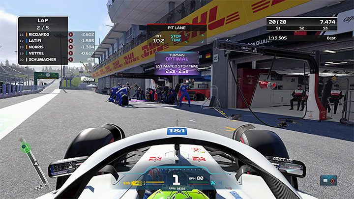 W celu wykonania idealnego zjazdu musicie wcisnąć przycisk, gdy na liczniku pozostanie mniej niż pół sekundy - F1 22: Boks master (Pit Perfection) - trofeum, jak zdobyć? - F1 22 - poradnik do gry