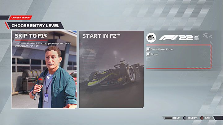 W zależności od wybranego rodzaju kariery mogą czekać Was inne początkowe wybory - F1 22: Kariera - porady i zarządzanie zespołem - F1 22 - poradnik do gry