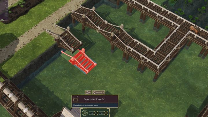 Postawienie mostu watowego wymaga sporej ilości zasobów - Timberborn: Mosty - jak budować? - Timberborn - poradnik do gry