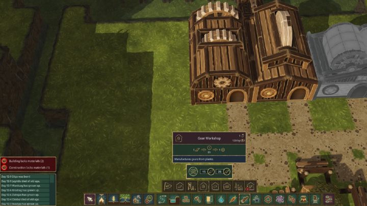 Zębatki są produkowane z desek w wytwórni zębatek - Timberborn: Surowce i zasoby - lista - Timberborn - poradnik do gry