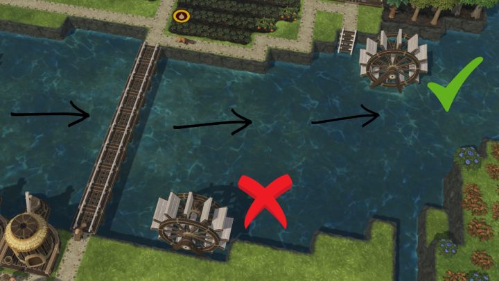 Koło wodne powinno być umieszczone w głębokości nie przekraczającej 1 poziomu wody - Timberborn: Koło wodne - gdzie budować? - Timberborn - poradnik do gry