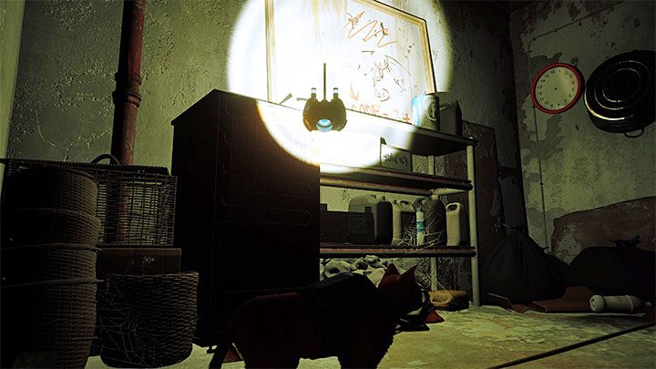 Zbadajcie pierwsze pomieszczenie po prawej - Stray: Zagadka z kodem do zamkniętych drzwi - Mieszkanie (The Flat) - Stray - poradnik do gry