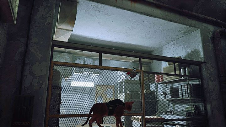 Z robotem musicie dotrzeć do odgrodzonego bocznego składziku - Stray: Zagadka z baterią w fabryce - Śródmiasto (Midtown) - Stray - poradnik do gry