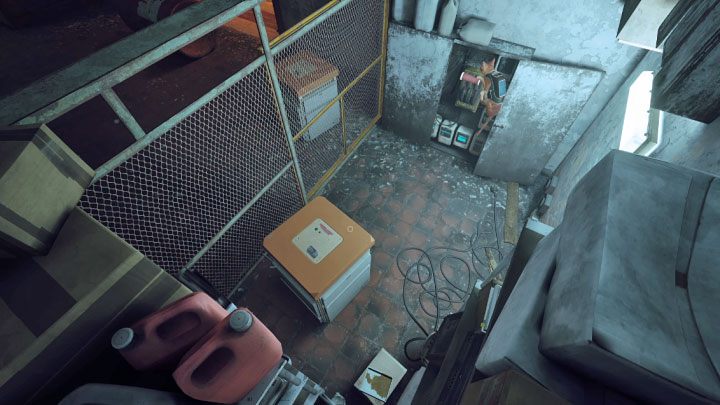 W składziku pociągnijcie za dźwignię i uruchomcie drugiego robota-skrzynię - Stray: Zagadka z baterią w fabryce - Śródmiasto (Midtown) - Stray - poradnik do gry