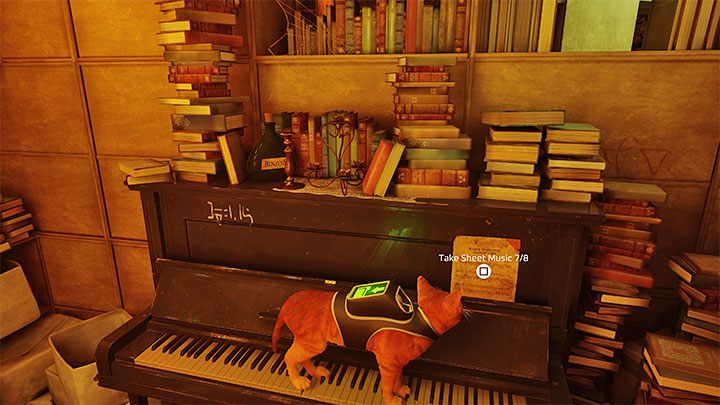 W trakcie eksploracji biblioteki znajdźcie pianino, a w tym samym miejscu natraficie również na partyturę - Stray: Partytury (Sheet Music) - lista wszystkich znajdziek - Stray - poradnik do gry