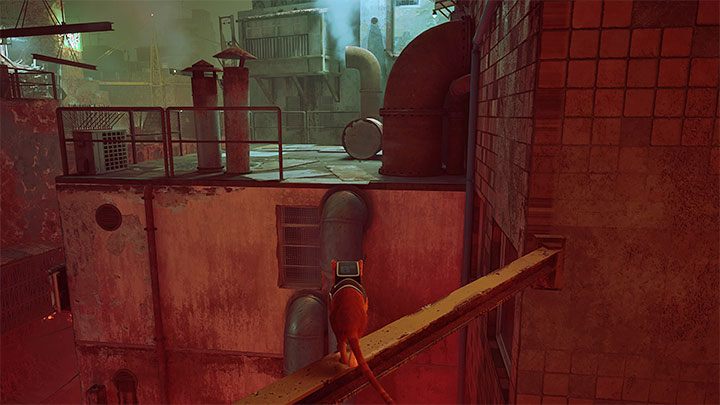 Podczas przeprawy szukajcie wyższych półek i wystających obiektów, do których można doskakiwać - Stray: Dachy (Rooftops), rozdział 5 - solucja, opis przejścia - Stray - poradnik do gry