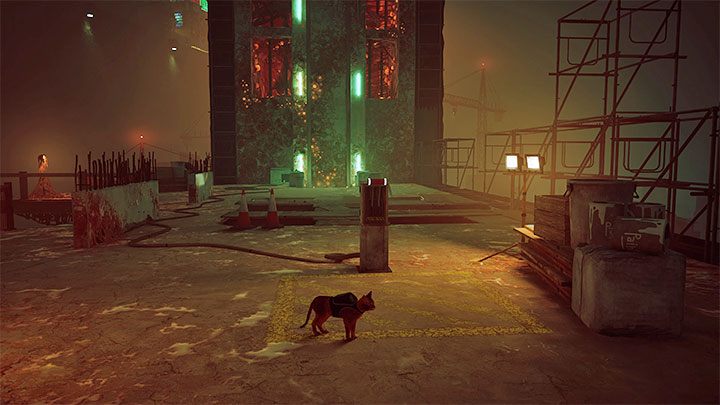 Pociągnięcie za dźwignię uruchomi windę, ale zaalarmuje też zurki - Stray: Dachy (Rooftops), rozdział 5 - solucja, opis przejścia - Stray - poradnik do gry