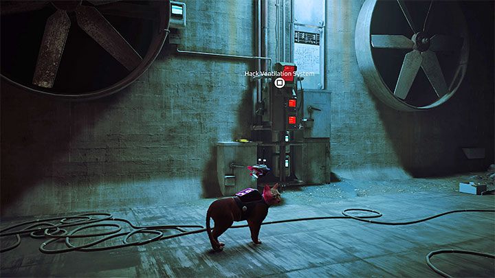 W tym samym pomieszczeniu jest panel systemu wentylacji - Stray: Kanały (The Sewers), rozdziału 8 - solucja, opis przejścia - Stray - poradnik do gry