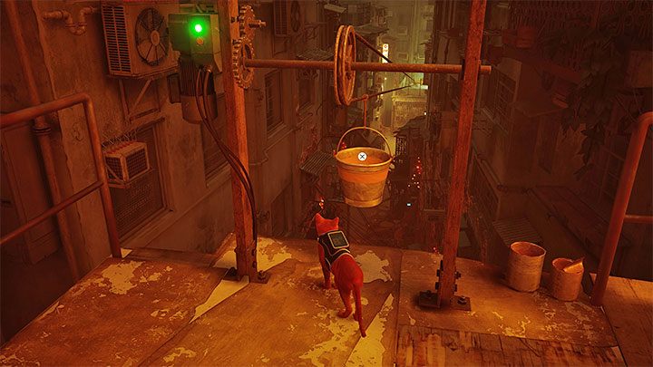 Znajdziecie wiadro, które umożliwia długi zjazd - Stray: Mieszkanie (The Flat), rozdział 3 - solucja, opis przejścia - Stray - poradnik do gry