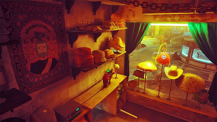 Wyskoczcie z pudełka i ukradnijcie kask robotnika (Worker Hat) z wystawy - Stray: Śródmiasto (Midtown), rozdział 10 - solucja, opis przejścia - Stray - poradnik do gry