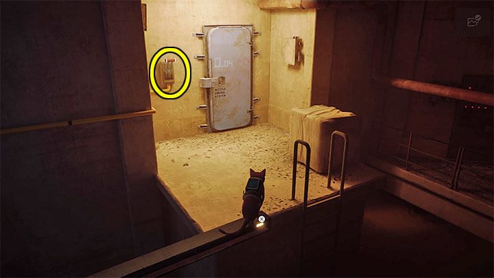 Zajmujcie się unikaniem Wartowników i dotrzyjcie do dźwigni, która odblokuje boczne przejście - Stray: Śródmiasto (Midtown), rozdział 10 - solucja, opis przejścia - Stray - poradnik do gry
