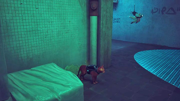 Na kolejnych piętrach wykonujcie ruchy gdy Wartownik jest zwrócony w inną stronę - Stray: Śródmiasto (Midtown), rozdział 10 - solucja, opis przejścia - Stray - poradnik do gry