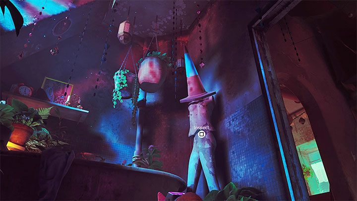 Kolejny ślad to pachołek i znajdziecie go w łazience nasunięty na manekina - Stray: Śródmiasto (Midtown), rozdział 10 - solucja, opis przejścia - Stray - poradnik do gry