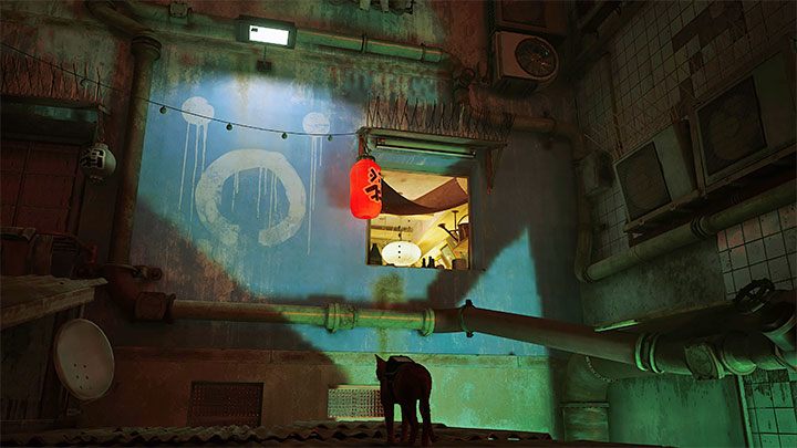 Do mieszkania Clementine możecie dotrzeć przez okiennicę z powyższego obrazka - zbliżcie się do niej przeskakując po kolejnych dachach budynków - Stray: Notatniki (Notebooks) w slumsach (The Slums) - gdzie znaleźć? - Stray - poradnik do gry