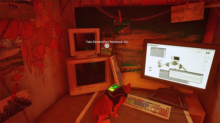 Musicie przejść do pomieszczenia z włączonym komputerem - Stray: Notatniki (Notebooks) w slumsach (The Slums) - gdzie znaleźć? - Stray - poradnik do gry