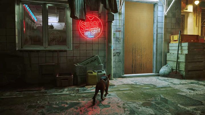 Niedaleko centralnej części slumsów jest zamknięta pralnia Super Spirit Laundry i musicie dostać się do środka - Stray: Ponczo (Poncho) dla Elliota w Slumsach (The Slums) - jak zdobyć? - Stray - poradnik do gry