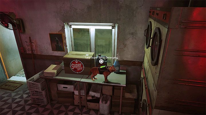 Z pralni wyjdzie właściciel i pozostanie już w tym miejscu, tzn - Stray: Slumsy - część 2 (The Slums - Part 2), rozdział 6 - solucja, opis przejścia - Stray - poradnik do gry