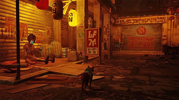 Rozpocznijcie przed garażem ze Strażnikiem i udajcie się w lewo - Stray: Mapa slumsów (The Slums) - czy jest dostępna w grze? - Stray - poradnik do gry