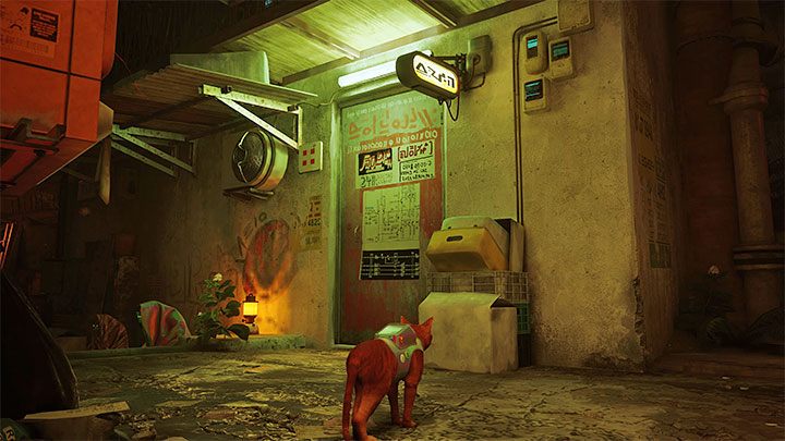 Podczas podróżowania alejką natraficie na prawe drzwi budynku Elliot Programming - Stray: Mapa slumsów (The Slums) - czy jest dostępna w grze? - Stray - poradnik do gry