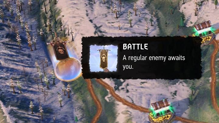 Jednym z punktów na mapie gry Gwent Rogue Mage są proporce widoczne na powyższym obrazku - Gwent Rogue Mage: Mapa - Gwent Rogue Mage - poradnik do gry