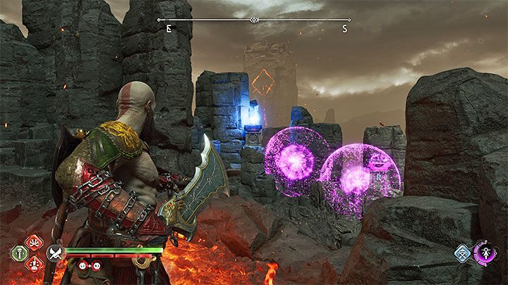 Druga pochodnia (z runą w kształcie litery R) jest na prawo od pierwszej pochodni - God of War Ragnarok: Płonące klify (Burning Cliffs), Muspelheim - sekrety, znajdźki - God of War Ragnarok - poradnik do gry