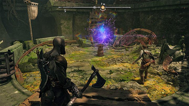 W ruinach załączy się większa bitwa z przeciwnikami - poruszajcie się po całej arenie walk i przeskakujcie na sąsiednie półki - God of War Ragnarok: Stworzenia z przepowiedni (Creatures of Prophecy) - solucja, opis przejścia - God of War Ragnarok - poradnik do gry