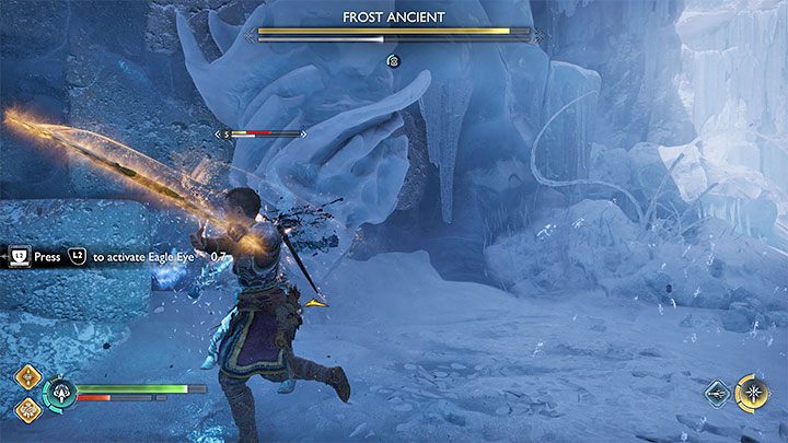Do pokonania jest Pradawny lodowy (Frost Ancient) - mini-boss - God of War Ragnarok: Odtworzyć maskę (Unlocking the Mask) - solucja, opis przejścia - God of War Ragnarok - poradnik do gry