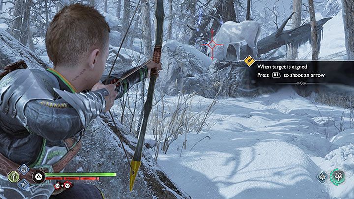 Po odnalezieniu jelenia przełączycie się na Atreusa i musicie oddać strzał z łuku - God of War Ragnarok: Znaleźć ukojenie (Hunting for Solace) - solucja, opis przejścia - God of War Ragnarok - poradnik do gry