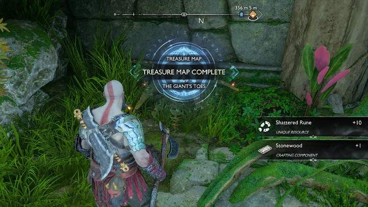 Gdy dotrzecie do wskazanego na zdjęciu miejsca, będziecie mogli wykopać skarb - God of War Ragnarok: Eksploracja - God of War Ragnarok - poradnik do gry