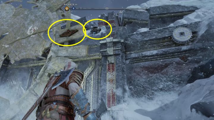 Podejdźcie do prawej strony tarczy, złapcie za uchwyt i przesuńcie ją w lewą stronę - God of War Ragnarok: Skarbiec (The Lost Treasury), Midgard - sekrety, znajdźki - God of War Ragnarok - poradnik do gry