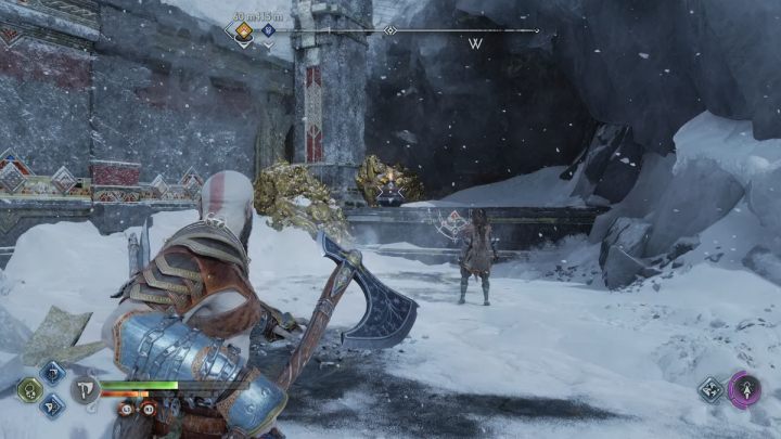 Złapcie ponownie za uchwyt i przesuńcie tarczę w prawą stronę - God of War Ragnarok: Skarbiec (The Lost Treasury), Midgard - sekrety, znajdźki - God of War Ragnarok - poradnik do gry