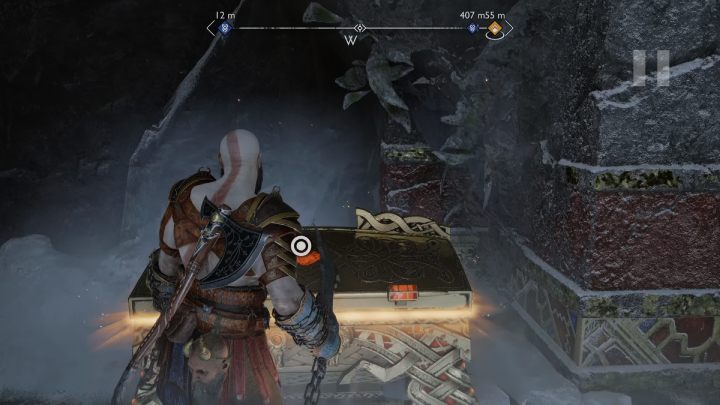 Skrzynia znajduje się w tym samym pomieszczeniu co 3 pochodnia z runami, potrzebna do otwarcia skrzyni Norn - God of War Ragnarok: Skarbiec (The Lost Treasury), Midgard - sekrety, znajdźki - God of War Ragnarok - poradnik do gry