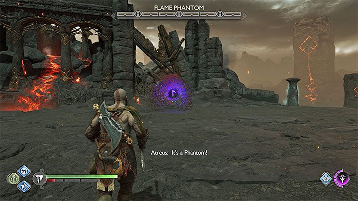 Konfrontacja z fantomem skupia się na atakowaniu jego rdzenia i niszczeniu runicznych źródeł po tym jak stracą ochronę - God of War Ragnarok: Przywołanie (The Summoning) - solucja, opis przejścia - God of War Ragnarok - poradnik do gry