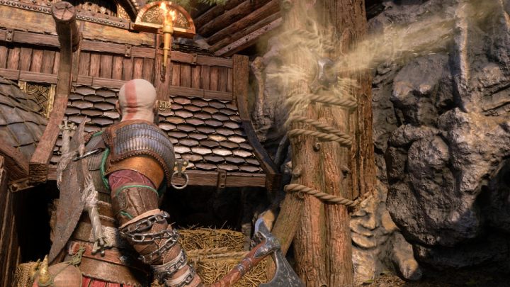 Powyższy obrazek przedstawia zablokowany dostęp do górnej części Nidavellir w Svartalfheim. Do tego przedmiotuwymagane jest odblokowanie włóczni. - God of War Ragnarok: Co oznacza ikona kłódki? - God of War Ragnarok - poradnik do gry