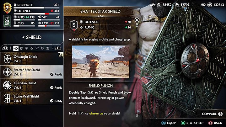 Unikalna cecha tarczy - Pchniecie tarczą (Shield Punch): Możecie po aktywowaniu ataku (2xL1) odrzucić uderzonych tarczą wrogów do tyłu - God of War Ragnarok: Wszystkie tarcze Kratosa - God of War Ragnarok - poradnik do gry