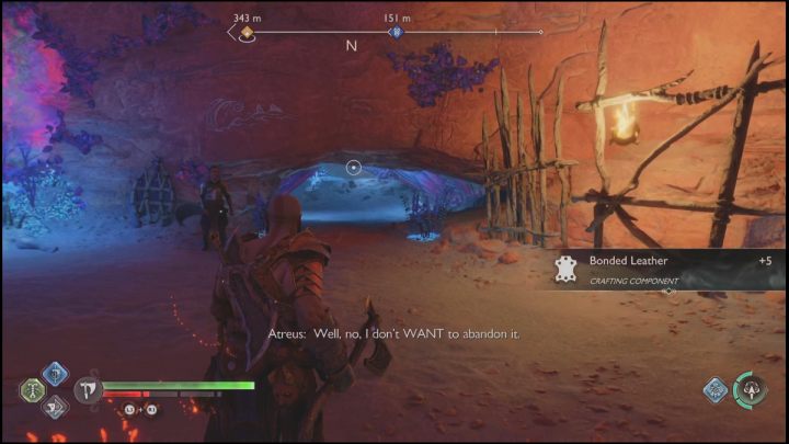 Zejdźcie po łańcuchu do pomieszczenia z kryształami, gdzie będzie na Was czekał Lord Ciemnych Elfów - God of War Ragnarok: Tajemnica Piasków (Secret of the Sands) - solucja, opis przejścia - God of War Ragnarok - poradnik do gry