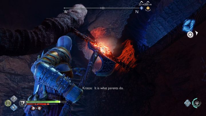 Przejdźcie przez korytarz i zeskoczcie w dół - God of War Ragnarok: Pieśń Piasków (Song of the Sands) - solucja, opis przejścia - God of War Ragnarok - poradnik do gry