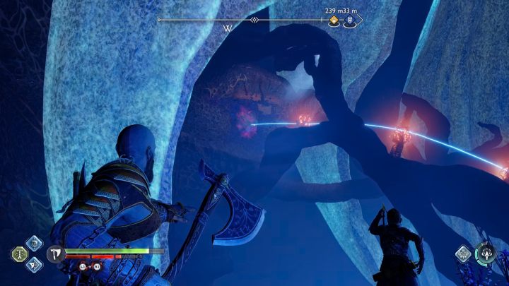 Skręćcie w lewo i rzućcie toporem w kryształ na ścianie - God of War Ragnarok: Pieśń Piasków (Song of the Sands) - solucja, opis przejścia - God of War Ragnarok - poradnik do gry