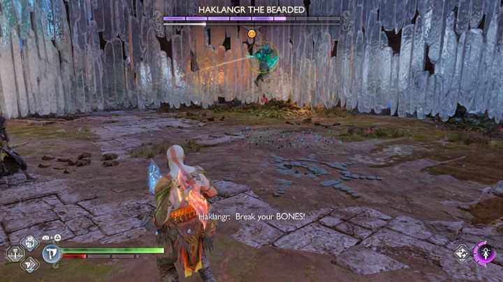 Problematyczny może też być żółty atak z powietrza, który możecie znać z innych walk z berserkami - God of War Ragnarok: Jak pokonać berserka Haklangr Brodaty (Haklangr the Bearded)? - God of War Ragnarok - poradnik do gry