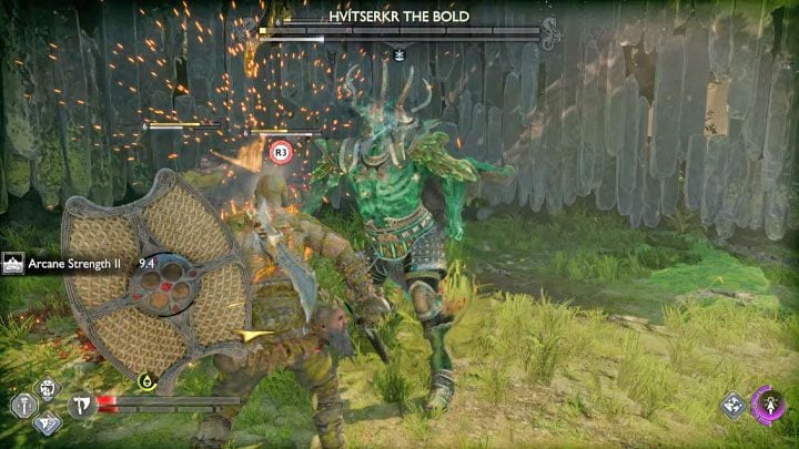 Po wyczerpaniu całego paska energii Hvitserkra pojawi się możliwość odpalenia egzekucji na bossie - wciśnijcie R3 - God of War Ragnarok: Jak pokonać berserka Hvitserkr Śmiały (Hvitserkr the Bold)? - God of War Ragnarok - poradnik do gry